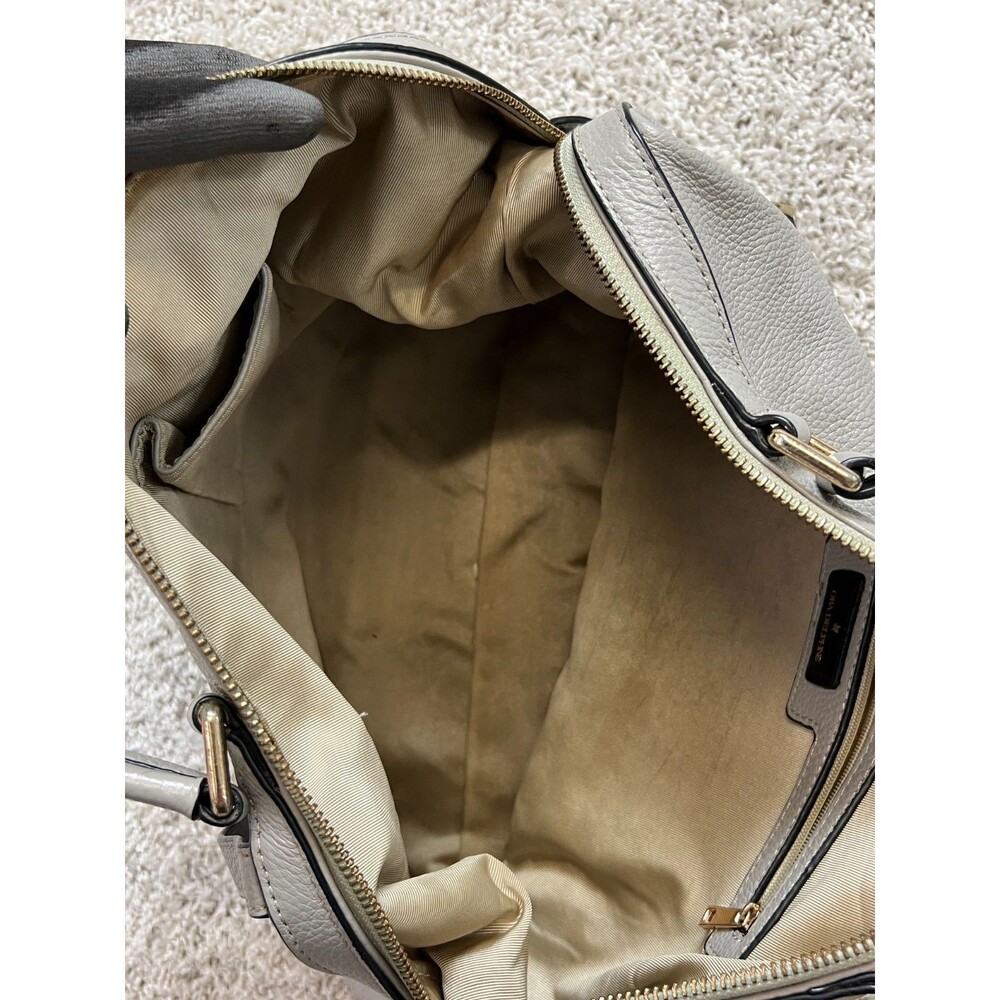 ORA DELPHNE leather Satchel light Gray LG Top Handles/Shoulder Strap - Picture 10 of 14